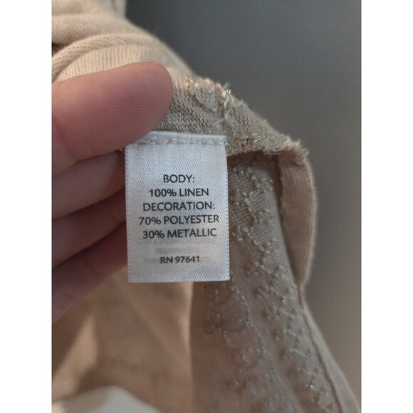 J Jill Love Linen Shirt Embroidered Beaded Sz XL Tan Lagenlook Coastal - Picture 10 of 13